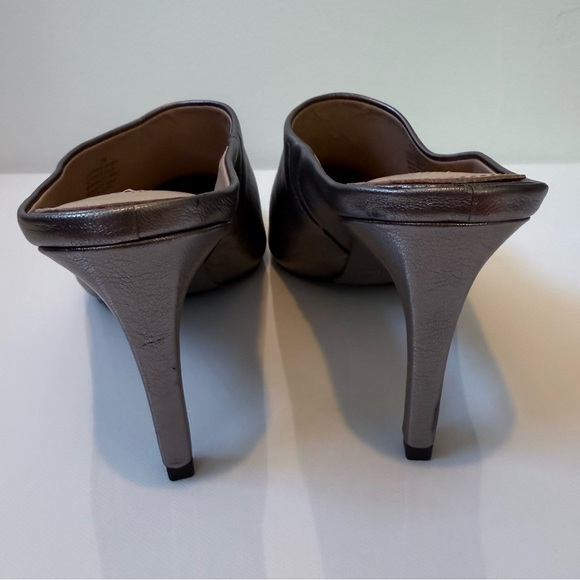ANTONIO MELANI Silver Pewter Leather Pointed Mule Heels 7.5 - Picture 10 of 12